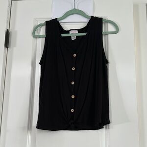 Black Button-Down Tank Top